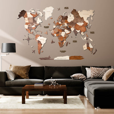3D world map wall decor