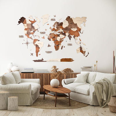 3D Wooden World Map Multicolor by EnjoyTheWood